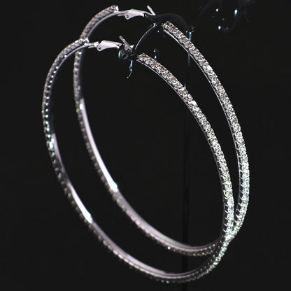 2-4-6-8-10cm oversized earrings exaggerated earrings european and american round rhinestone geometric hoop earrings for women cross-border