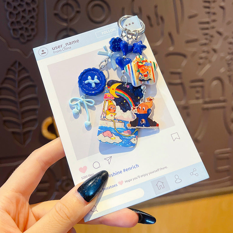 DIY small-nosed star man beaded phone chain pendant, women's bag, doll key chain, small drop doll charm