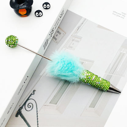 AB diamond ballpoint pen diy multi-color heavy work full diamond pen plush hairball beaded ballpoint pen spot wholesale