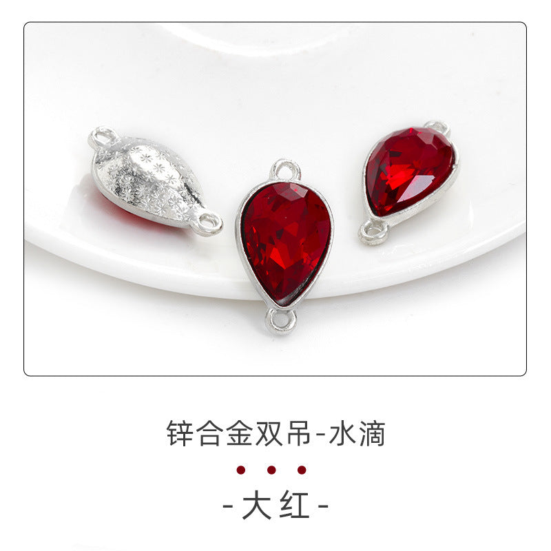 Direct supply of waterdrop double pendants, zinc alloy pendants, earrings, bracelets, jewelry accessories, high-value waterdrop double pendants