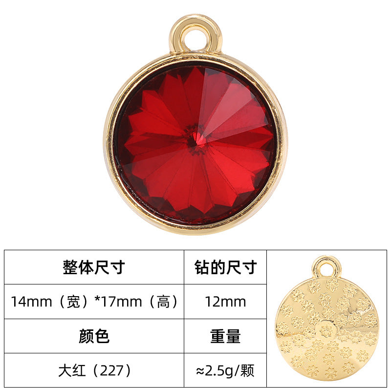 12mm satellite single hanging glass diamond single-hole alloy pendant inlaid with round crystal diamond earrings jewelry DIY accessories