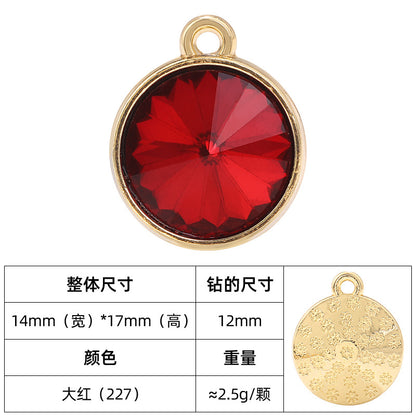 12mm satellite single hanging glass diamond single-hole alloy pendant inlaid with round crystal diamond earrings jewelry DIY accessories