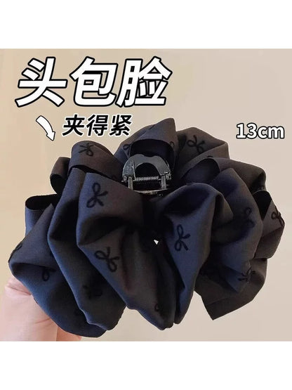 Korean style black bubble claw clip for women, 2026 new bow hair clip, shark clip, hair clip on the back of head, hair accessory