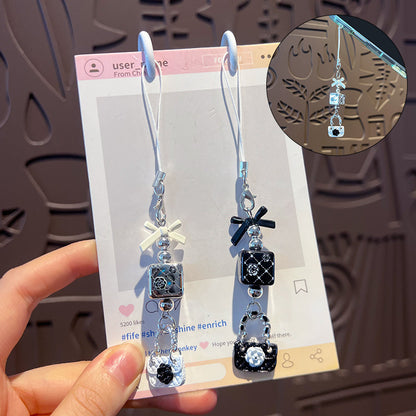 Handmade DIY beaded bow small fragrance mobile phone chain pendant girly heart car key chain bag ornament