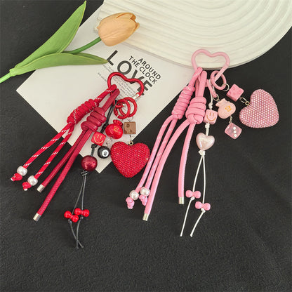 Cross-border hot selling full diamond peach heart keychain pendant backpack pendant accessories car key pendant fashion accessories