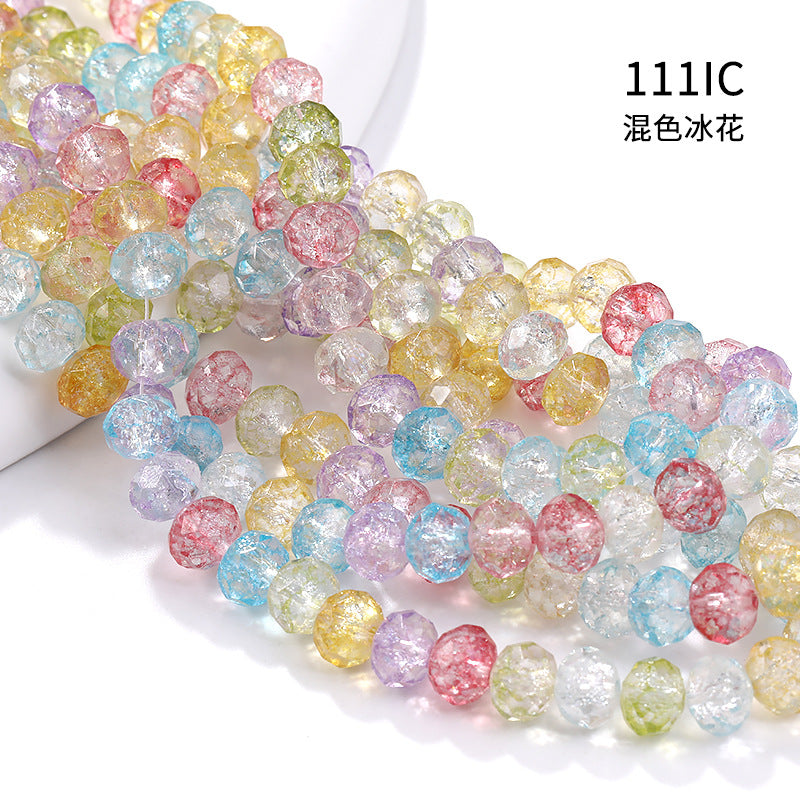 Multicolor Ice Flower Faceted Crystal Glass Beads - Wheel Scatter Bead Bracelet Necklace Accessories