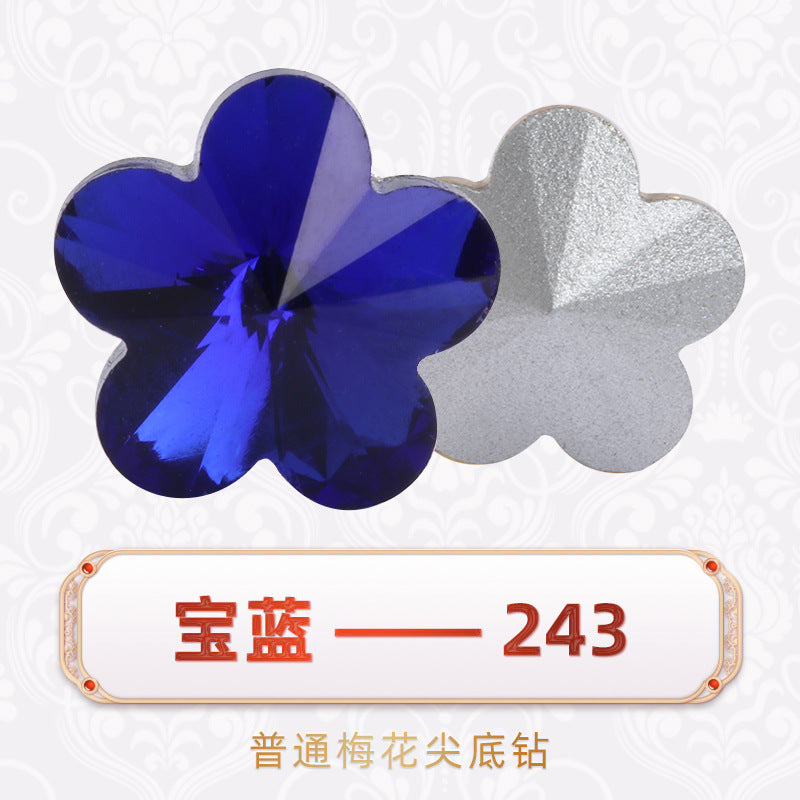 Factory wholesale plum blossom rhinestones, irregular pointed bottom glass rhinestones, phone diamond sticking materials, DIY jewelry accessories