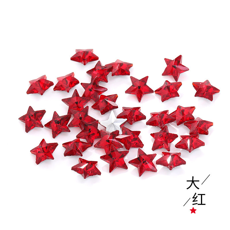 Source of origin: pointed bottom five-pointed star rhinestone, glass five-pointed star rhinestone, phone case diamond attachment, hair accessory rhinestone accessories