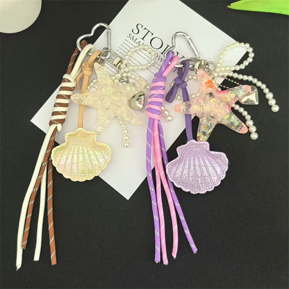 Starfish braided hair phone thread scrunchie pearl straight braid artifact female ponytail bubble braid hair rope versatile hair accessories