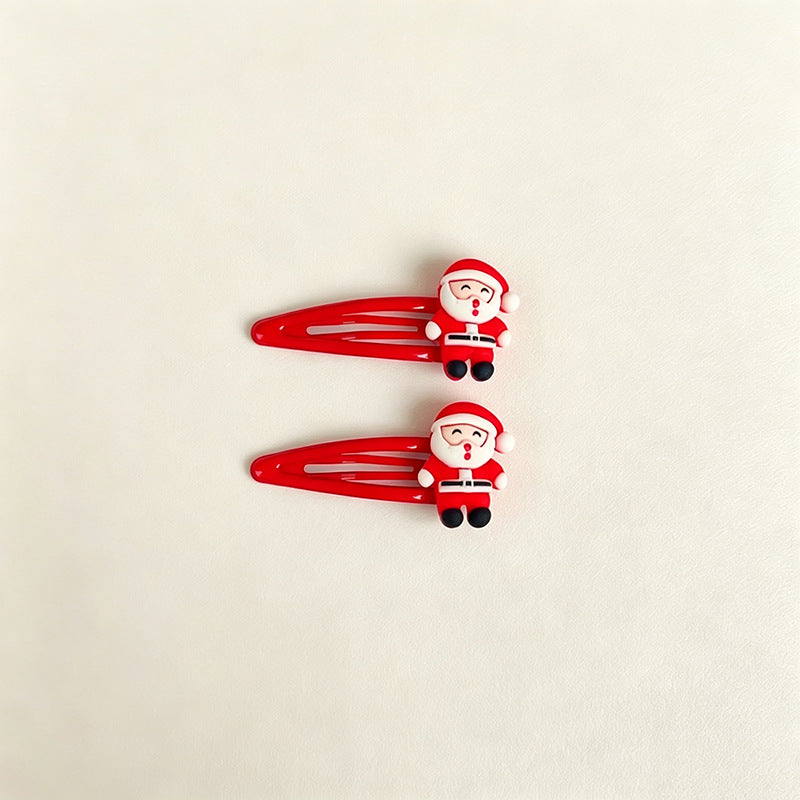 Christmas BB clip hairpin cartoon cute Santa hairpin red BB clip girl side clip bangs clip hair accessories