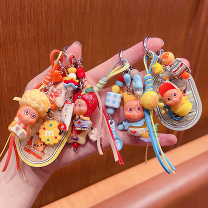 DIY small violin slippery star man beaded keychain small pendant cute bag cute grain modified baby doll doll pendant