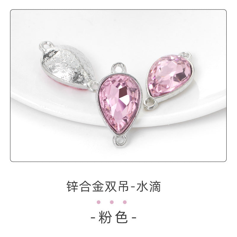 Direct supply of waterdrop double pendants, zinc alloy pendants, earrings, bracelets, jewelry accessories, high-value waterdrop double pendants