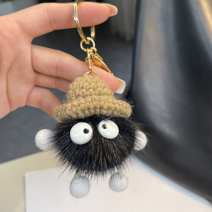 Imitation mink fur small briquette plush pendant, car keychain pendant, trinket, plush bag pendant, school bag pendant