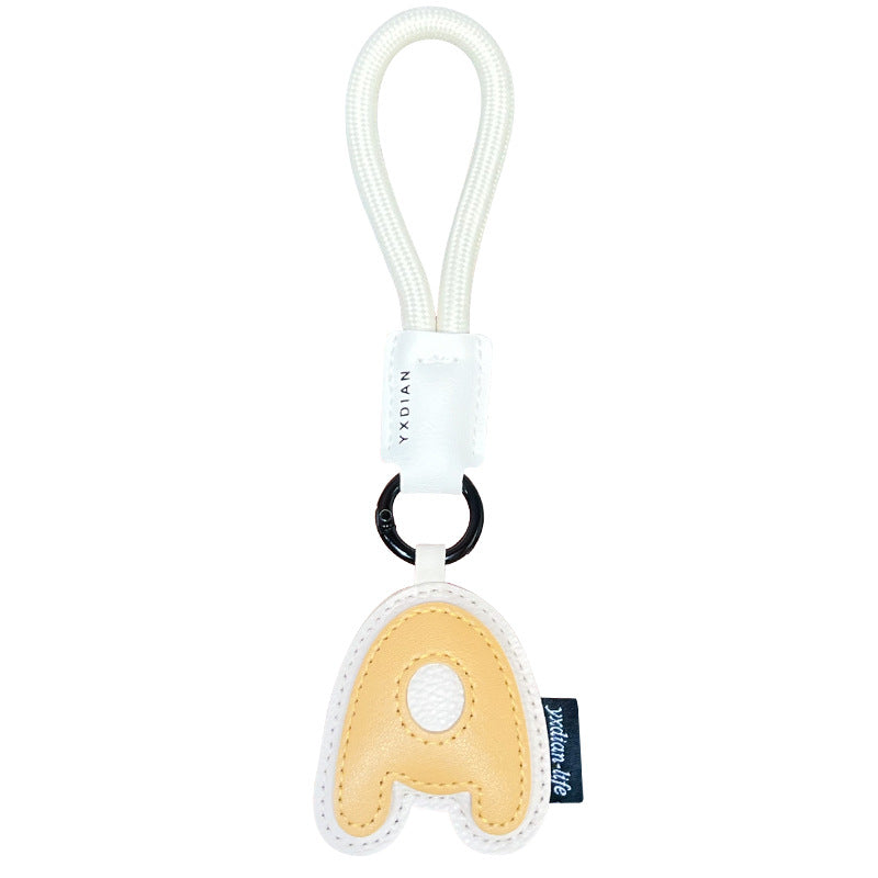Creative PU leather 26 English letter keychain pendant simple couple car bag keychain pendant gift