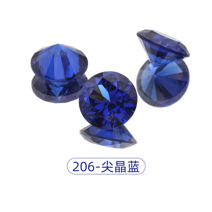 Cross-border round zircon bare stone, pointed bottom glass diamond, colored zircon sparkle, bright white zircon nail drill manufacturer