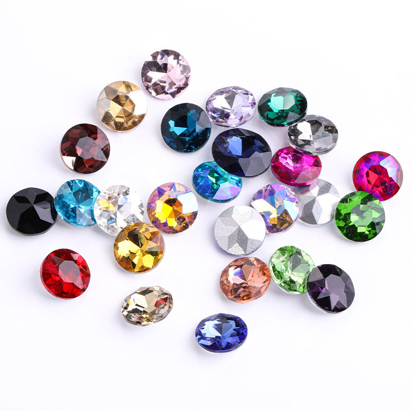 Pointed base round gemstone flower rhinestone phone case diamond material clothing accessories jewelry decoration irregular pointed base nail diamond
