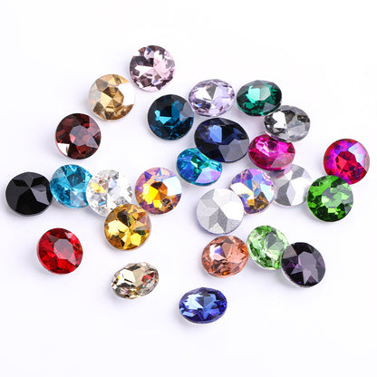 Pointed base round gemstone flower rhinestone phone case diamond material clothing accessories jewelry decoration irregular pointed base nail diamond