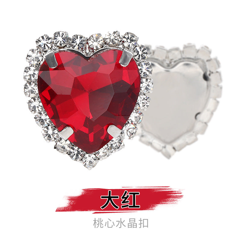 Heart-Shaped Crystal Claw Rhinestones - Hand-Sewn Hat Shoe Accessories Crystal Buckles