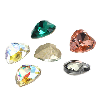 K9 Heart-Shaped Pointed Diamond Nail Art Diamond Phone Case Sparkling Diamond Wedding Dress Accessories Accessories Pointed Bottom Heart-shaped Diamond