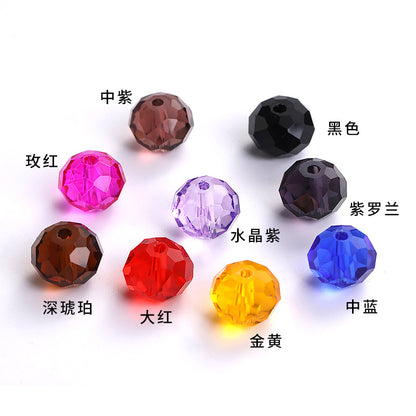 10mm electroplated crystal flat beads with glass through-hole beads, DIY accessories wholesale bead stringing accessories, crystal loose bead lanyards