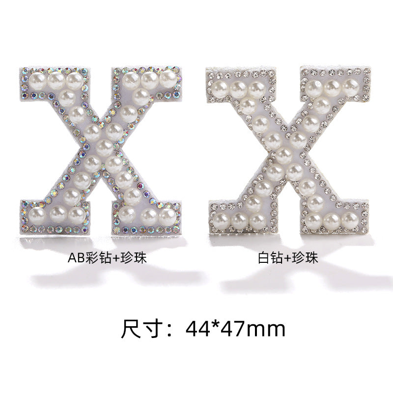 English Letter Hot Patch Stickers - 26 Letters White Imitation Pearl DIY Clothing Accessories