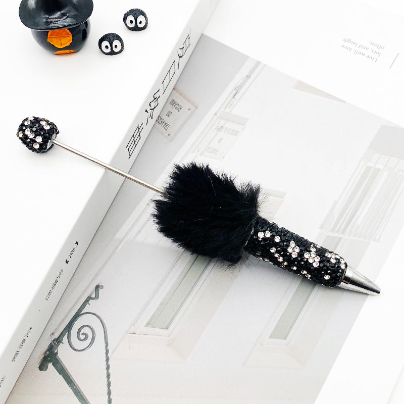AB diamond ballpoint pen diy multi-color heavy work full diamond pen plush hairball beaded ballpoint pen spot wholesale