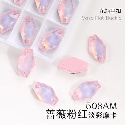 Factory wholesale flat buckle flat bottom hand-stitched rhinestone vase crystal stone ultra-glitter scratch-free packaging glass diamond