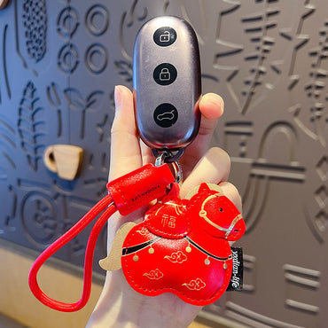 2026 Year of the Horse Money Leather Keychain Pendant Couple Car Keychain Bag Ornament New Year Gift