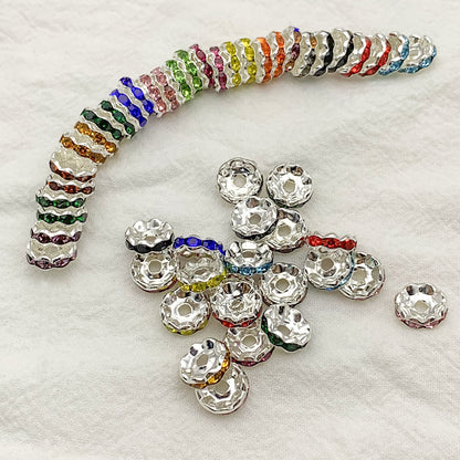 Factory direct sales 10MM color wavy edge rhinestone circle wheel bead spacer spacer bead string silver diamond jewelry