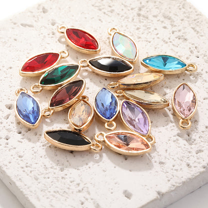 Xichuan horse eye zinc alloy pendant, gold base horse eye single pendant with diamond, DIY jewelry, earrings, doll pendants, horse eye rhinestone
