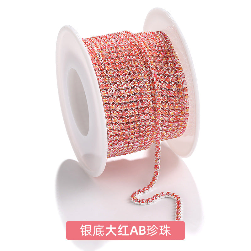Factory supply pearl claw chain AB color chain 2mm dense claw chain DIY phone case diamond chain handmade material accessories