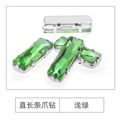 Xichuan Straight Long Claw Rhinestone Glass Hand-Stitched Diamond DIY Accessories Shoe Bag Handmade Materials White K with Claw Diamond