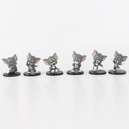 12 cat and mouse figures: Tom Cat and Jerry Q version of the doll model, cute toy cake, toy ornaments