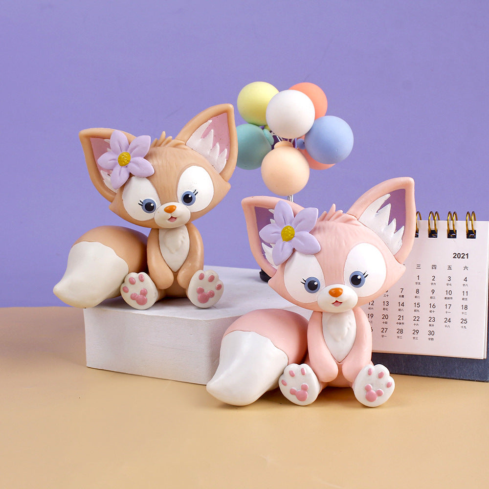 Lina Belle little fox cake decoration ornament PVC cartoon doll car doll Lina home decoration