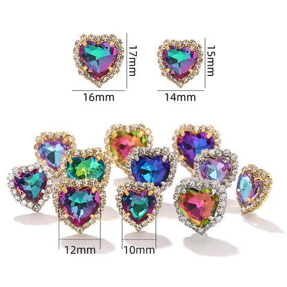 Heart crystal clasp electroplated peach heart trim crystal clasp crystal glass DIY hand-sewn rhinestone wedding dress clothing, shoes, bags