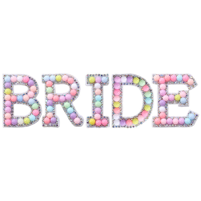 Macaron letter stickers, 26-letter English DIY accessories, clothing accessories, faux pearl and rhinestone appliqué set