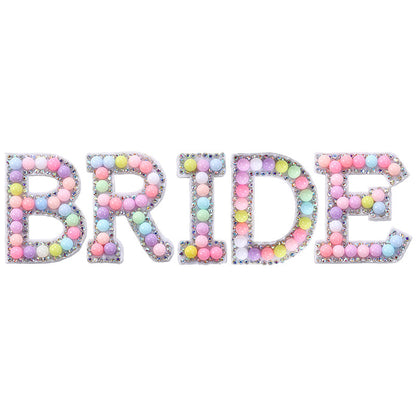 Macaron letter stickers, 26-letter English DIY accessories, clothing accessories, faux pearl and rhinestone appliqué set