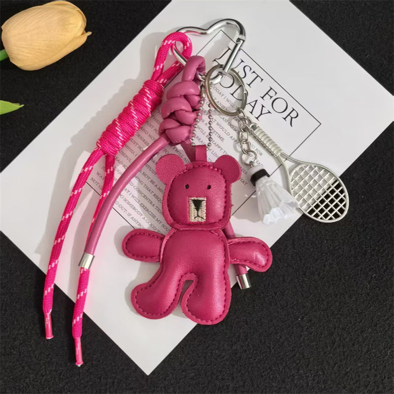 Dumb bear braided lanyard car keychain pendant cartoon cute bag charm mobile phone lanyard cute pendant