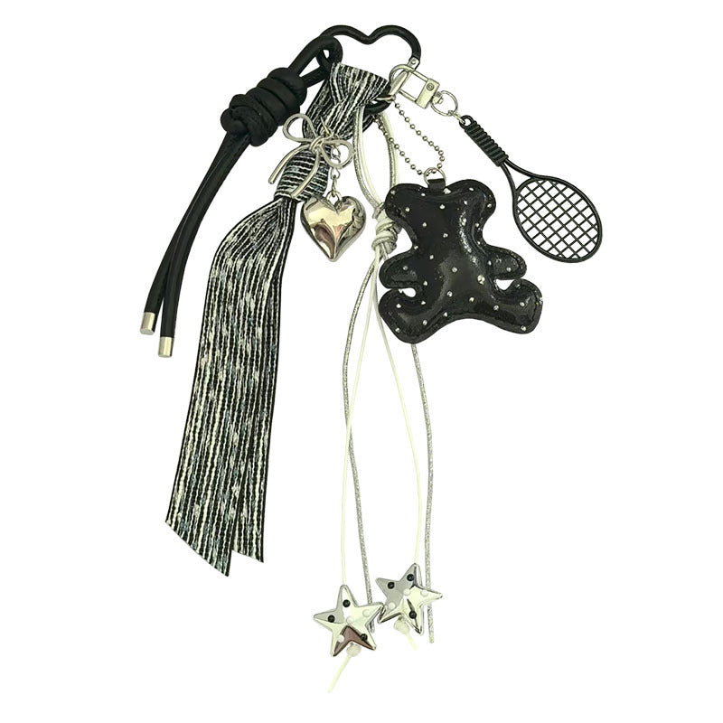 Three-dimensional cartoon three-dimensional leather giraffe pattern bear keychain bag pendant