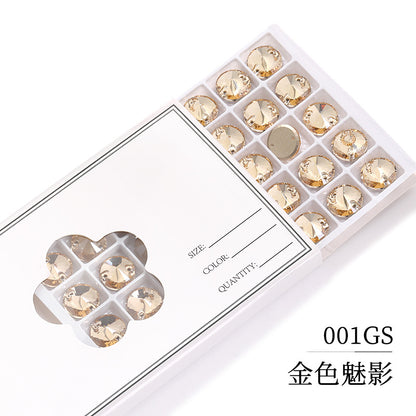 Flat Bottom Hand-Sewn Diamond K9 Satellite Round Flat Buckle Double Hole Punched Hand-Sewn Diamond Wedding Dress Apparel Accessories Super Flash Satellite