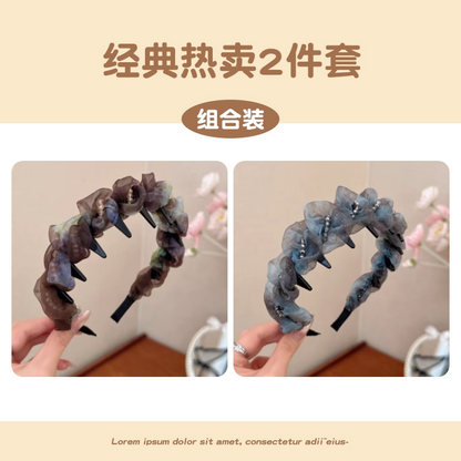 Elegant mesh high crown headband for women, new face-washing special toothed headband for daily wear, pressed hairpin headwear