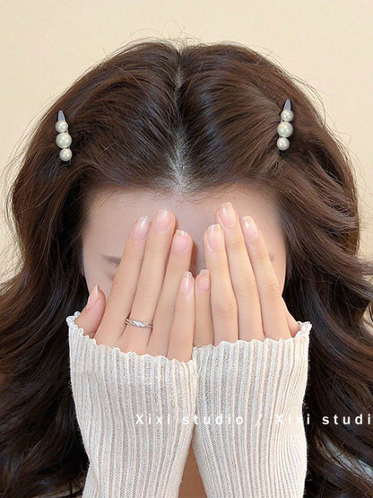 High-end light luxury pearl hair clips, edge clips, delicate side bang clips, women's mini small front-size hair clips, hair clips