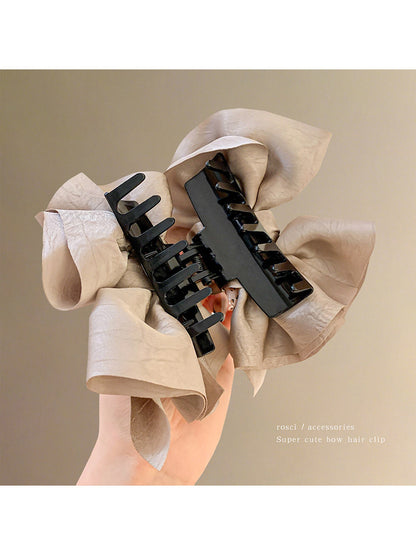 Korean-style bow claw clip for women, high-end look, full-toned hair volume at the back of the head, high-end shark clip hair clip, small size