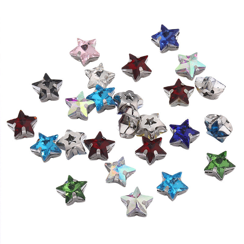 Best-selling 10mm five-pointed star stainless steel claw drill, ultra-glitter five-pointed star nail art clothing DIY accessory glass diamond