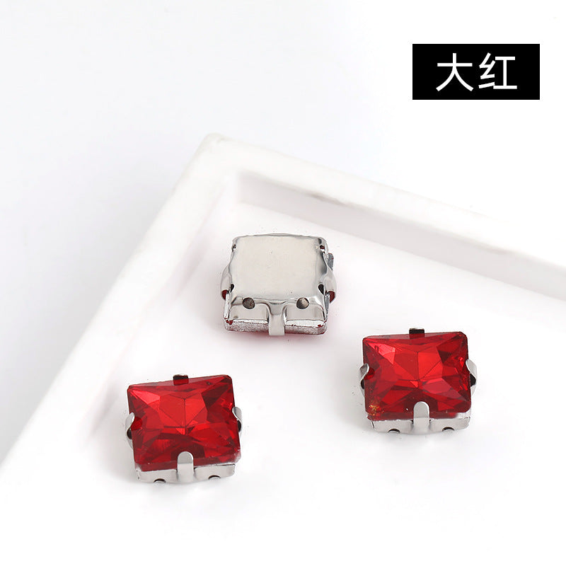 Square claw drill perforated hand sewing rhinestone wedding dress accessories handmade material accessories square claw drill