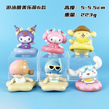 Ocean Swimming Circle Melody 6 Kulomi Twin Star Melody Cinnamon Dog Sanrio Doll Ornaments