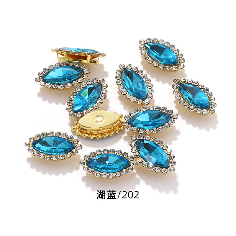 Horse Eye Sunflower Double-layer Hand-Stitched Diamond Shaped Edge Glass Diamond Clothing Bag DIY Accessories Manufacturer Wholesale
