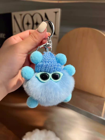 Cute otter rabbit fur small briquette bag pendant ornament school bag eye doll pendant cartoon doll keychain
