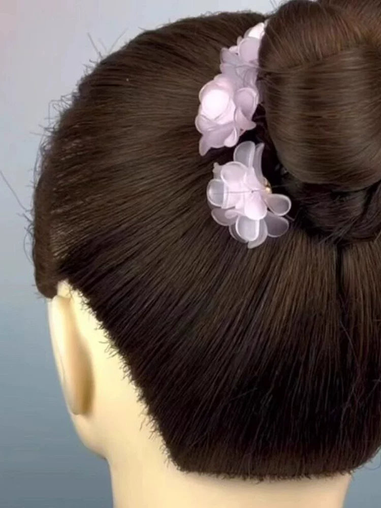 Floral hair wand bun updo tool, lazy minimalist flower bud headpiece, acrylic upgraded hydrangea hair accessory