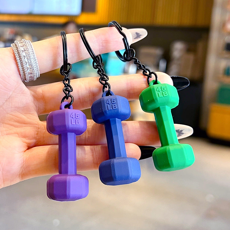Creative sports style fitness dumbbell keychain pendant couple car keychain mini school bag small pendant wholesale